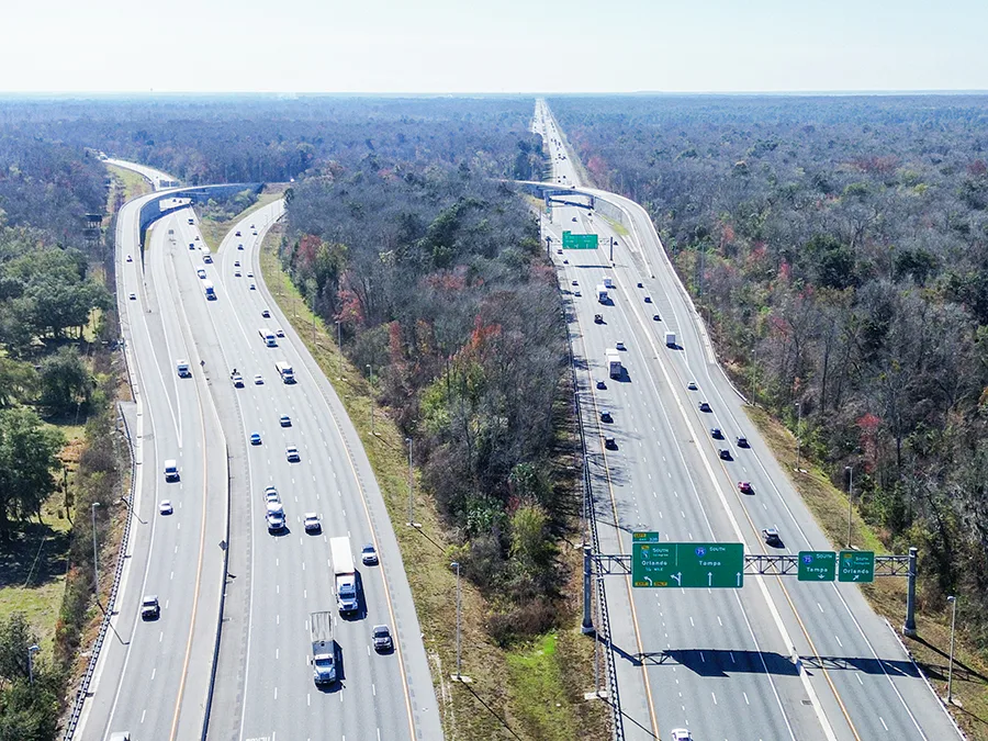 Aerial of I-75 Wildwood exit - The Crossroads of Florida